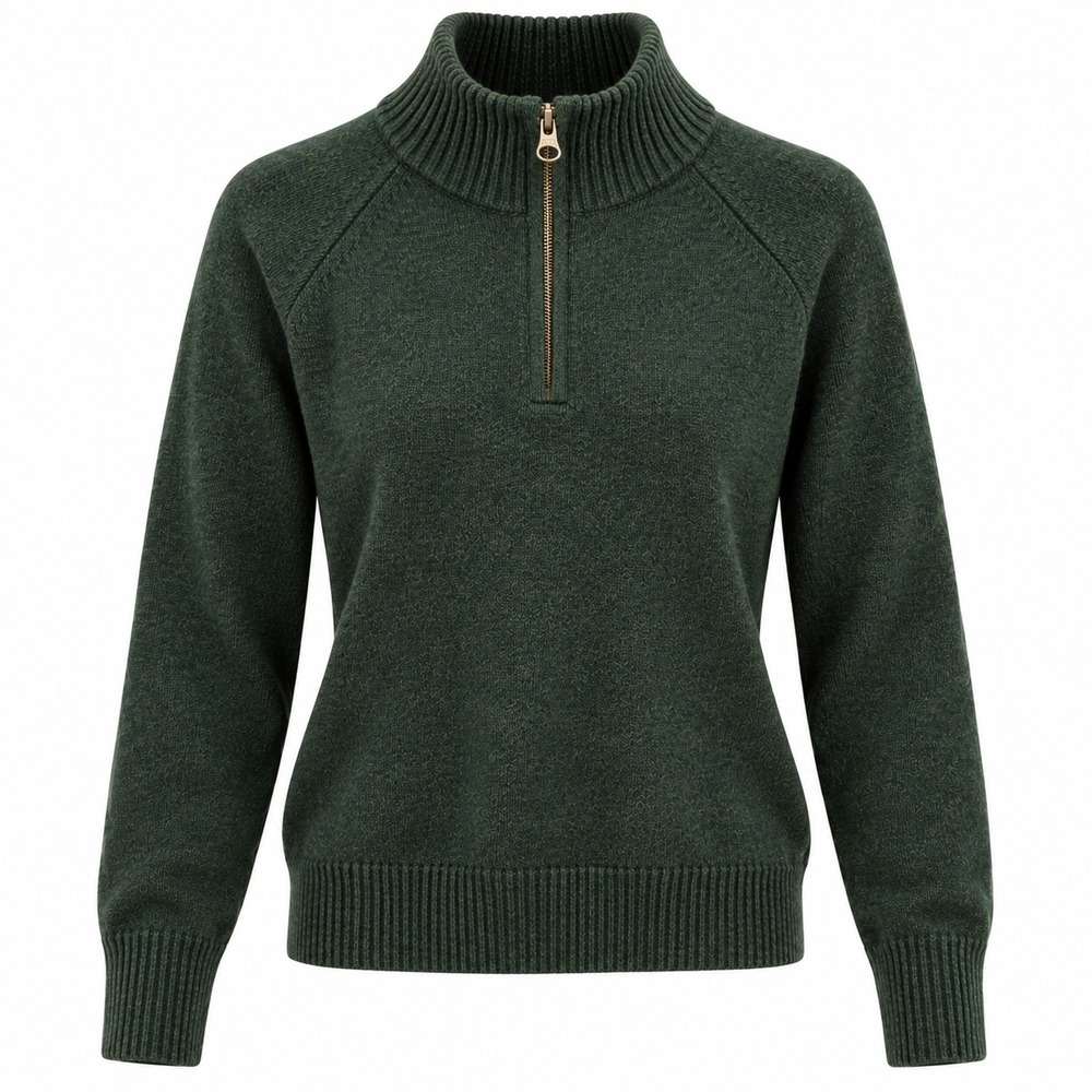 J.Crew Dark Forest Green 100% Merino Wool Quarter Zip Sweater Small